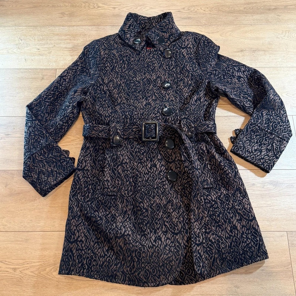 Vtg Giacca Y2K Floral Tapestry Jacquard Coat Size L Black Hippie Boho Whimsigoth